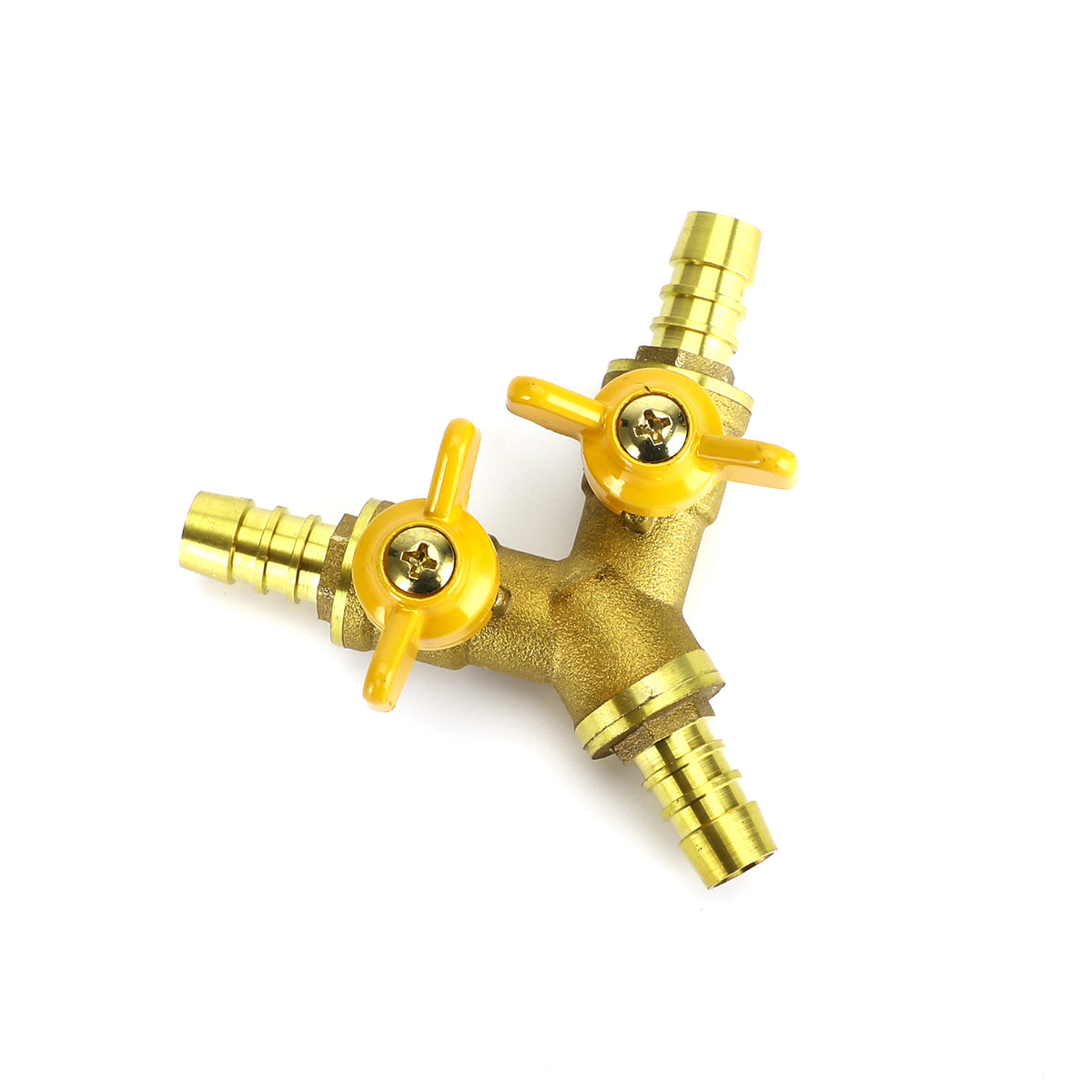3/8" Hose Barb Ball Valve Y Shaped 3 Way Connector Barb Brass Fitting OD 11mm