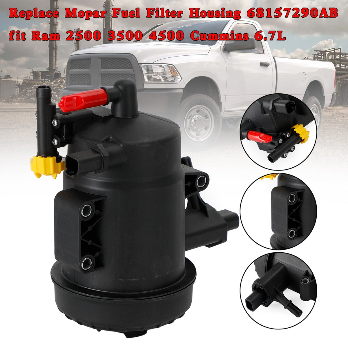 2013-2018 Ram 2500 3500 4500 5500 6.7L Replace Mopar Fuel Filter Housing 68157290AB 68065611AA