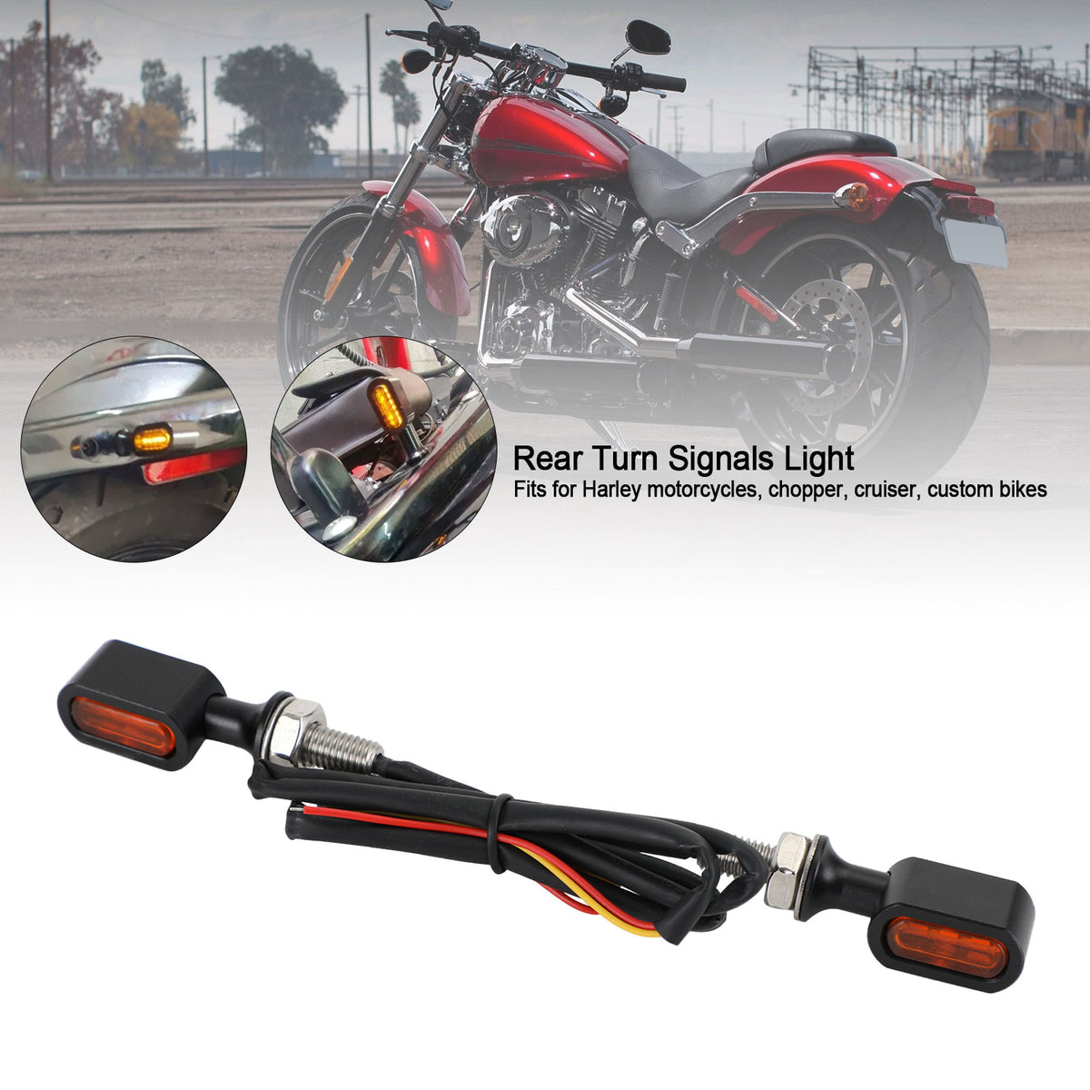 Sportster Touring Dyna Black Amber LED Rear Mini Turn Signal Indicator