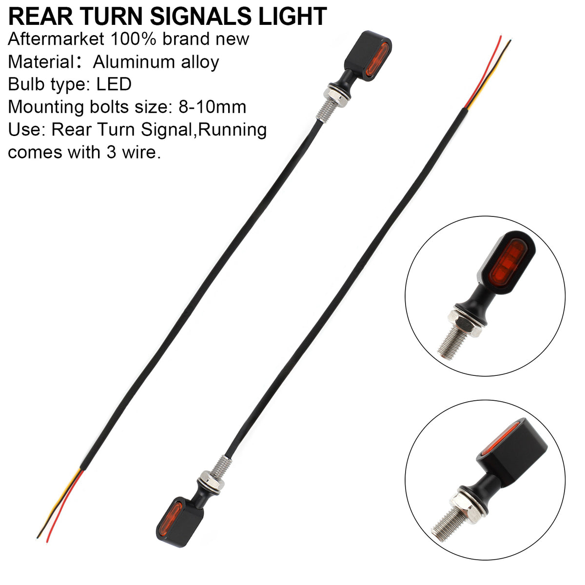 Sportster Touring Dyna Black Amber LED Rear Mini Turn Signal Indicator