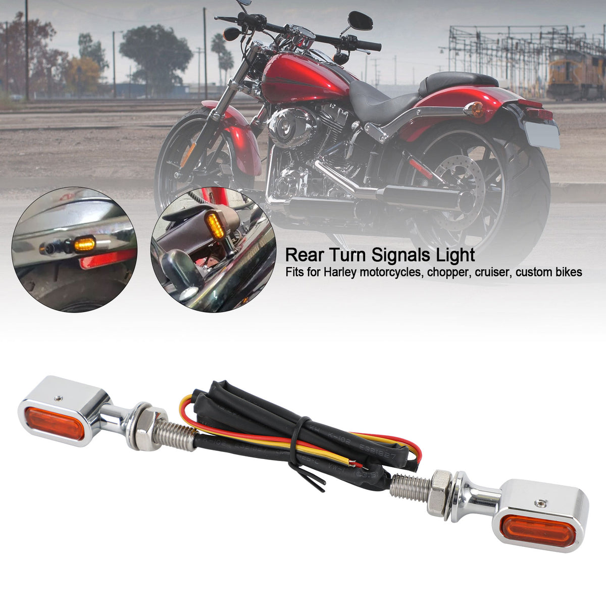 Sportster Touring Dyna Chrome Amber LED Rear Mini Turn Signal Indicator