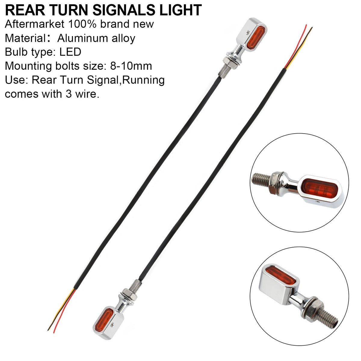 Sportster Touring Dyna Chrome Amber LED Rear Mini Turn Signal Indicator