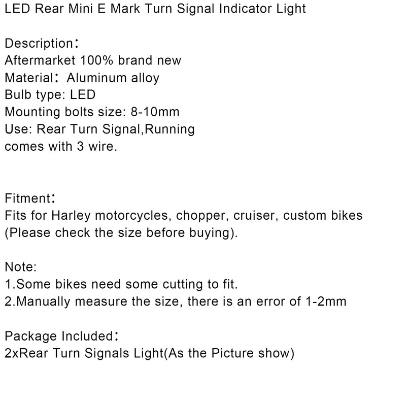 Sportster Touring Dyna Black Smoke LED Rear Mini Turn Signal Indicator