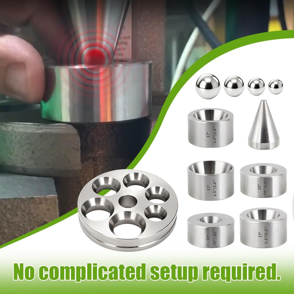 Coin Ring Making Tool with Reducing Plate, Reduction Die Set & Folding Cone Includes Extra Large Depressions Reducing Plate with Balls & 17 Degree Fold Over Cone Kit for Jewelry Ring Making