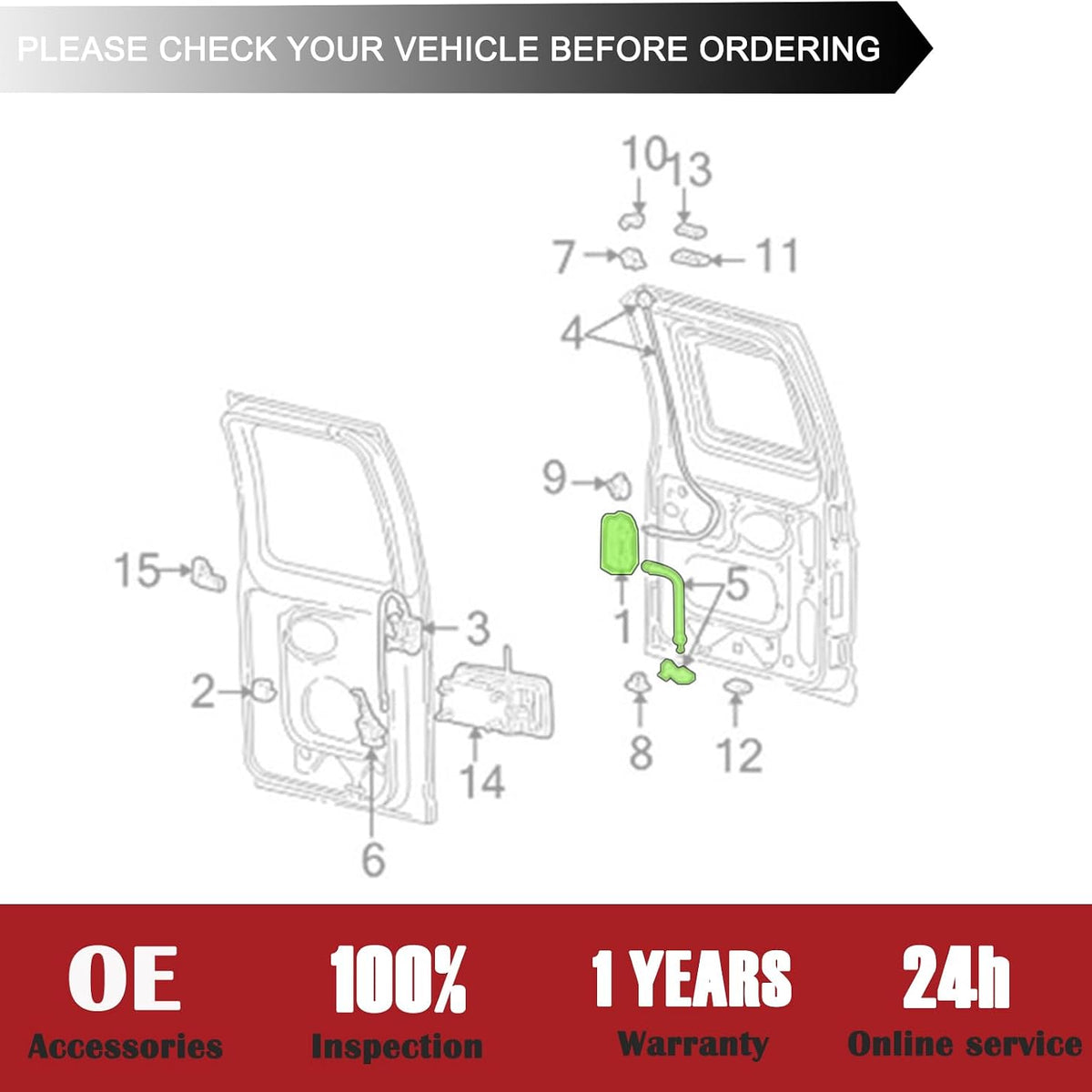 TQPONLY Rear Cargo Door Latch W/Handle,Compatible with 1992-2019 Ford E150 E250 E350 E450 Econoline Club Wagon Super Duty Left Driver Side Replaces 8C2Z-15431A03-A 6C2Z-15431A03-AA