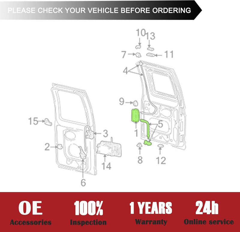 TQPONLY Rear Cargo Door Latch W/Handle,Compatible with 1992-2019 Ford E150 E250 E350 E450 Econoline Club Wagon Super Duty Left Driver Side Replaces 8C2Z-15431A03-A 6C2Z-15431A03-AA