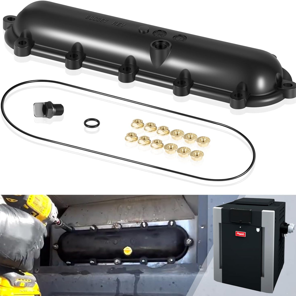 Replacement Return Header Fit for Raypak 206A - 407A with Seal and Flange Nut Kit for Raypak Pool Heaters 206A 266A 336A 406A 407A, Replace for 015095F
