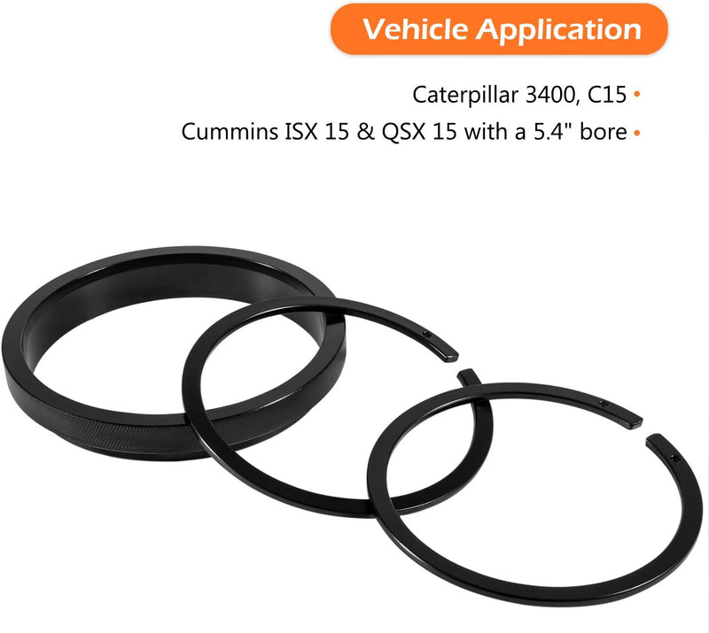 7040 Piston Ring Compressor Tool+Adapter+Anti-Polishing Ring for Cummins ISX/QSX, Caterpillar 3400, C-15 5.4" bore Alternative PT-7040 5394454 5299448 5299447 5299339 (4 PCS)