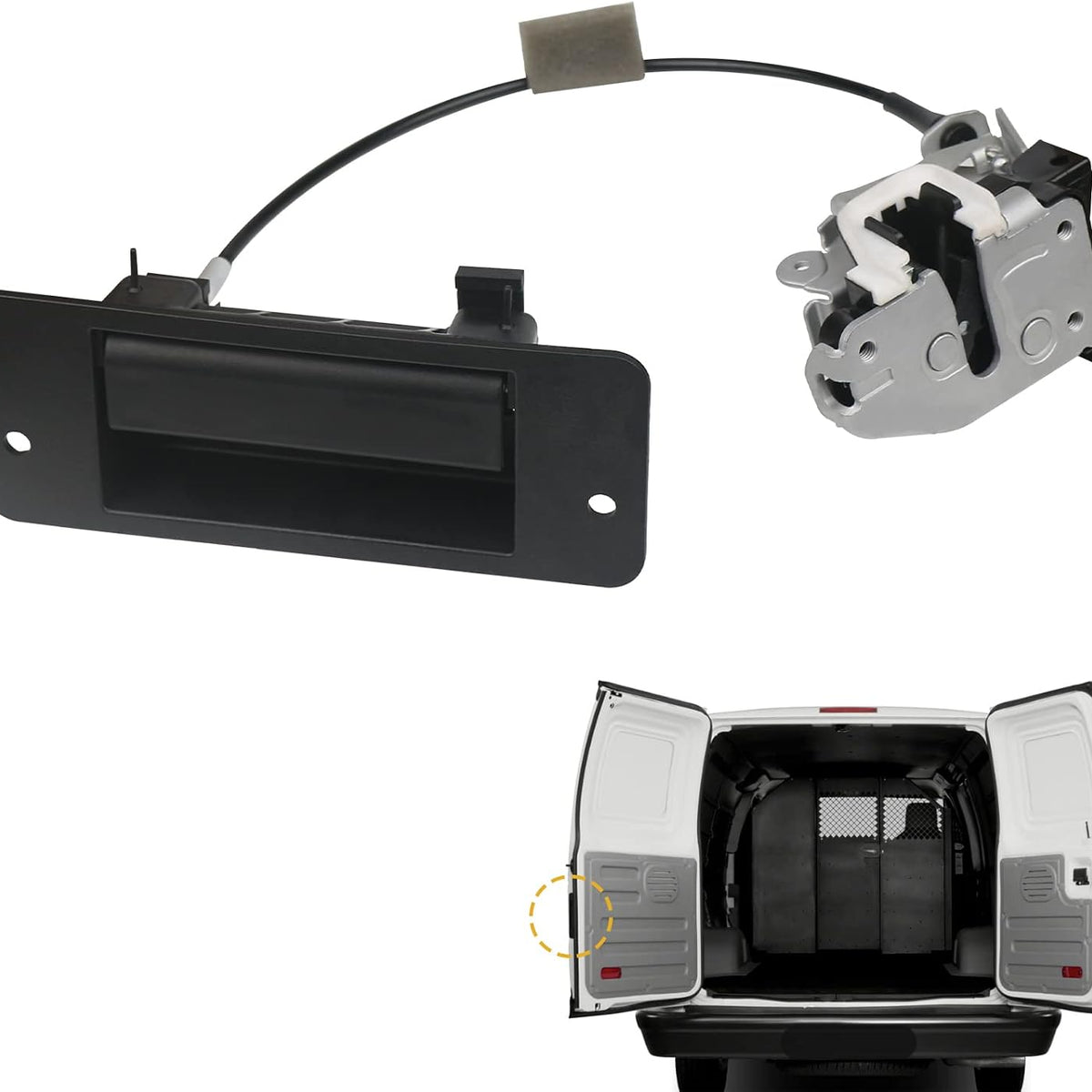 TQPONLY Rear Cargo Door Latch W/Handle,Compatible with 1992-2019 Ford E150 E250 E350 E450 Econoline Club Wagon Super Duty Left Driver Side Replaces 8C2Z-15431A03-A 6C2Z-15431A03-AA