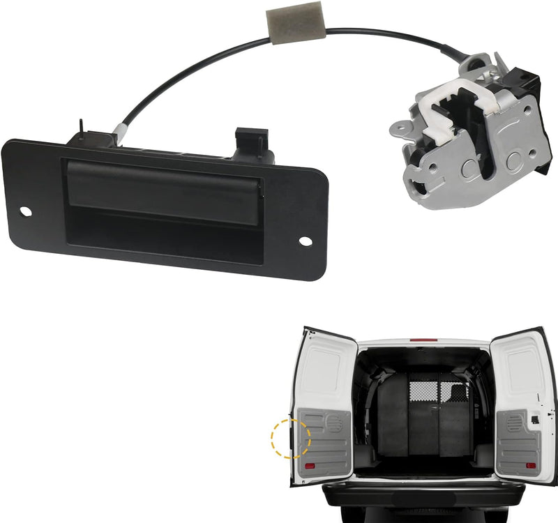 TQPONLY Rear Cargo Door Latch W/Handle,Compatible with 1992-2019 Ford E150 E250 E350 E450 Econoline Club Wagon Super Duty Left Driver Side Replaces 8C2Z-15431A03-A 6C2Z-15431A03-AA