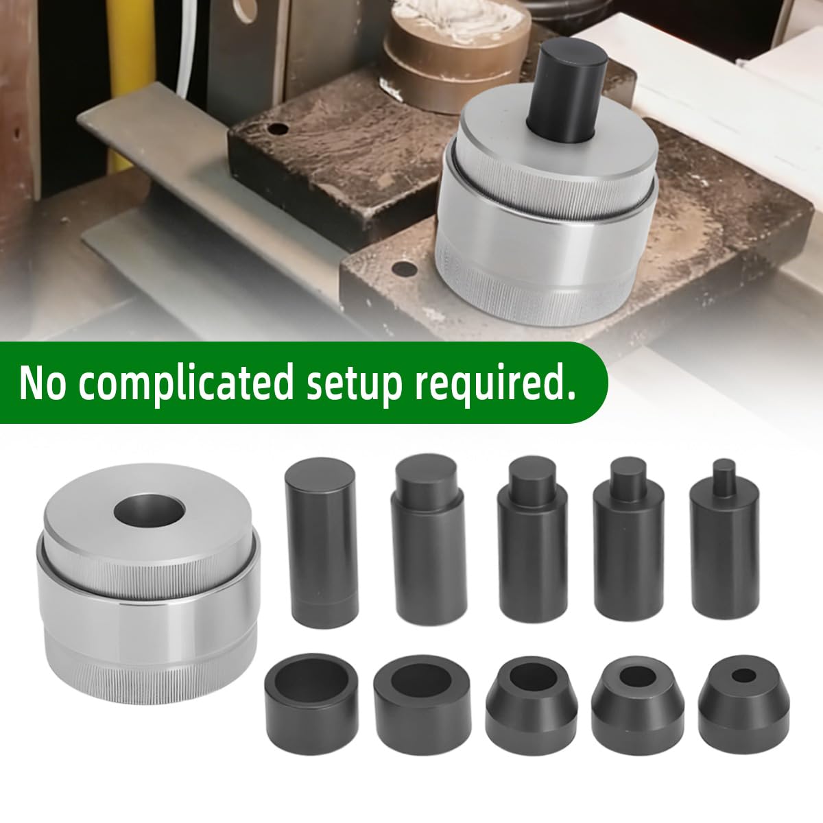 Coin Ring Hole Punch Tool Kit Self-Centering with 5 Punch Sizes No Spacers Hole punch sizes 1/4" 3/8" 1/2" 5/8" 3/4" Coin Ring Making Tools Jewelry Crafting