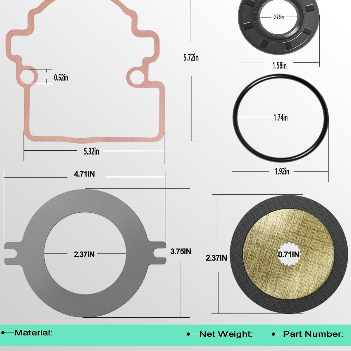 AM148465 Brake Kit Wet Park Brake Disk Kit & AM140806 Parking Brake Seal Kit for John Deere Gator XUV 625i 825i 855D 835M 865R Gator Utility Vehicles Wet Park Brake Disk And Seal Kit