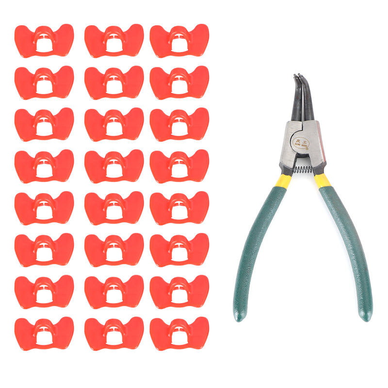 24Pcs Peepers+Pliers Chicken Glasses Poultry Blinders Spectacles Anti-Pecking