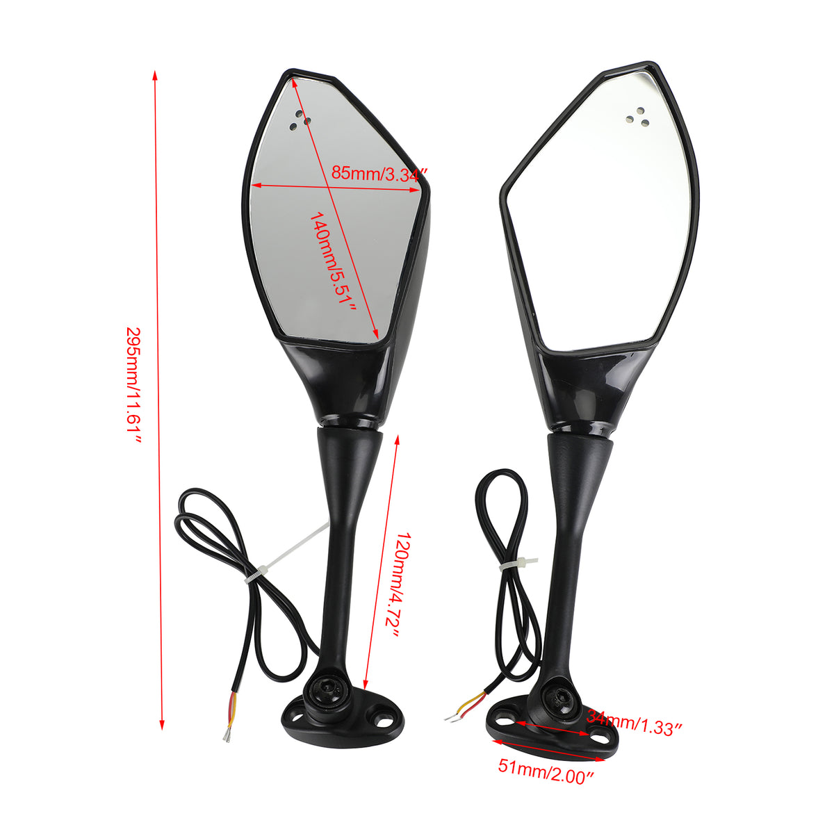 Honda CBR600RR 2003-2014 CBR1000RR 2004-2007 Rear View Mirrors w/ LED Turn Signals