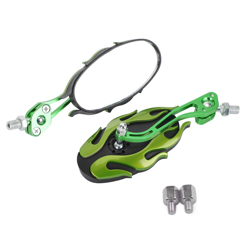 Universal Motorcycle Rearview Mirrors Rear View Mirror 8mm 10mm Green