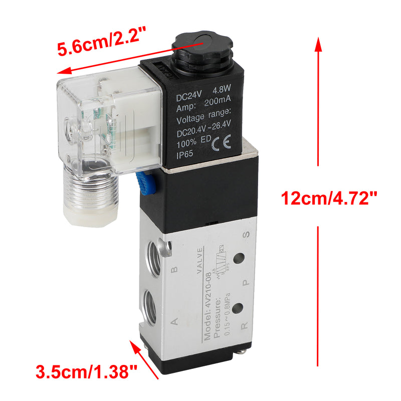 4V210-08 5 Way 2 Position Dc 24V Pneumatic Electric Solenoid Air Valve