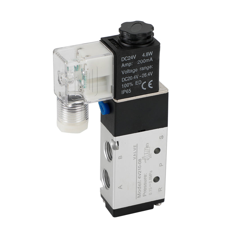 4V210-08 5 Way 2 Position Dc 24V Pneumatic Electric Solenoid Air Valve