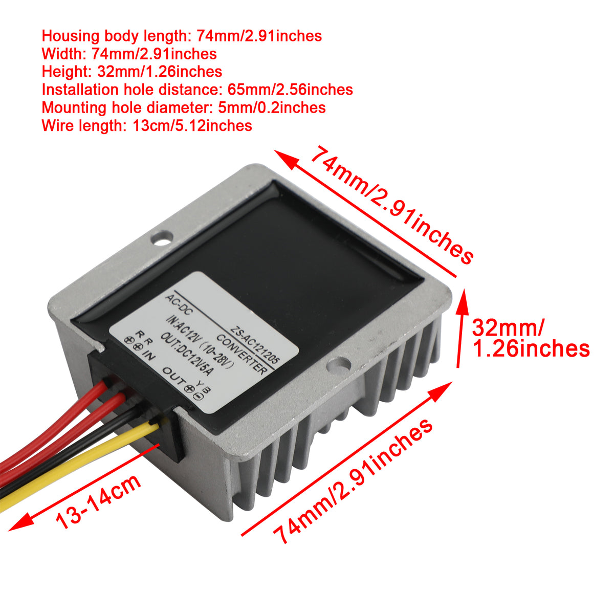 AC 12V To DC 12V 5A Power Supply Converter Regulator Module Waterproof