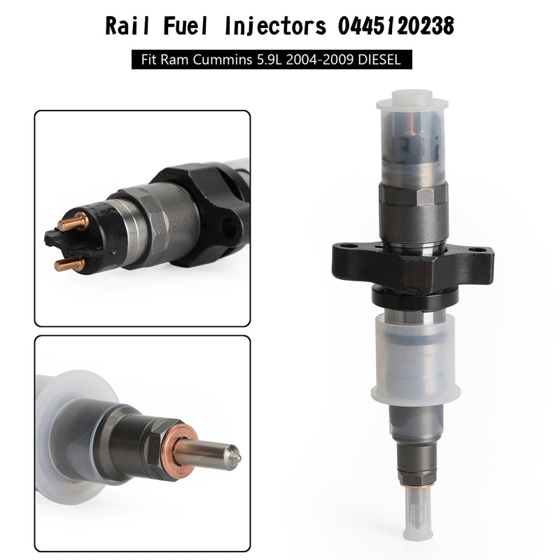 Ram Cummins 5.9L 2004-2009 DIESEL 6PCS Rail Fuel Injectors 0445120238