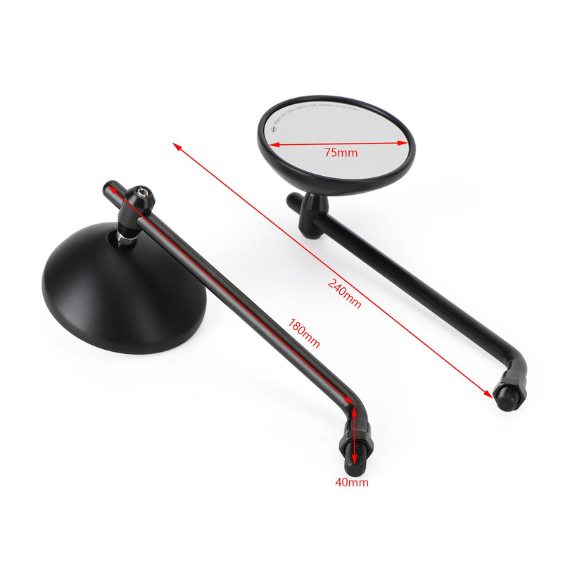 Cafe Classic Bobber Chopper Custom Tracker Mirror 3" Round Universal Black