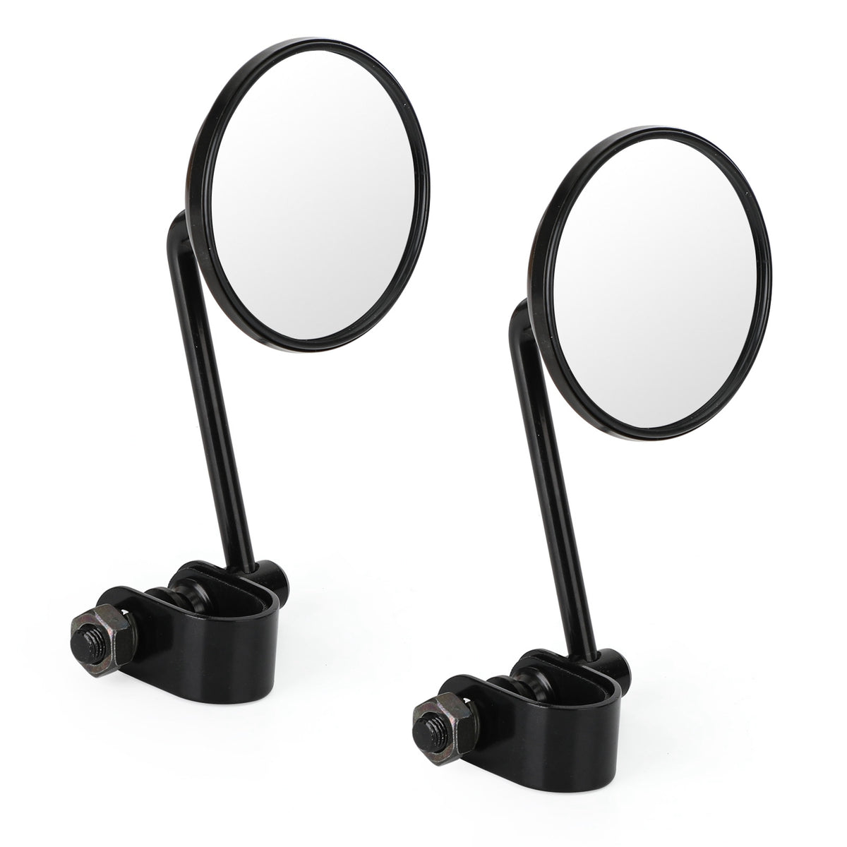 Universal Cafe Racer Short Stem Black Clamp on 3" Round Mirror 7/8"- 1" Bar