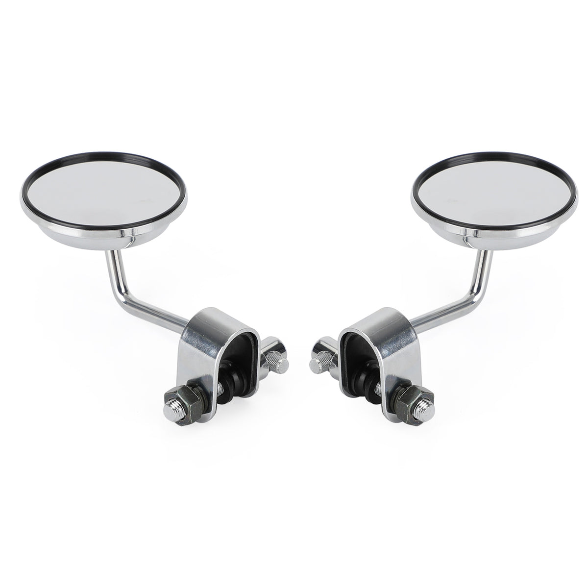 Universal Cafe Racer Short Stem Chrome Clamp on 3" Round Mirror 7/8"- 1" Bar