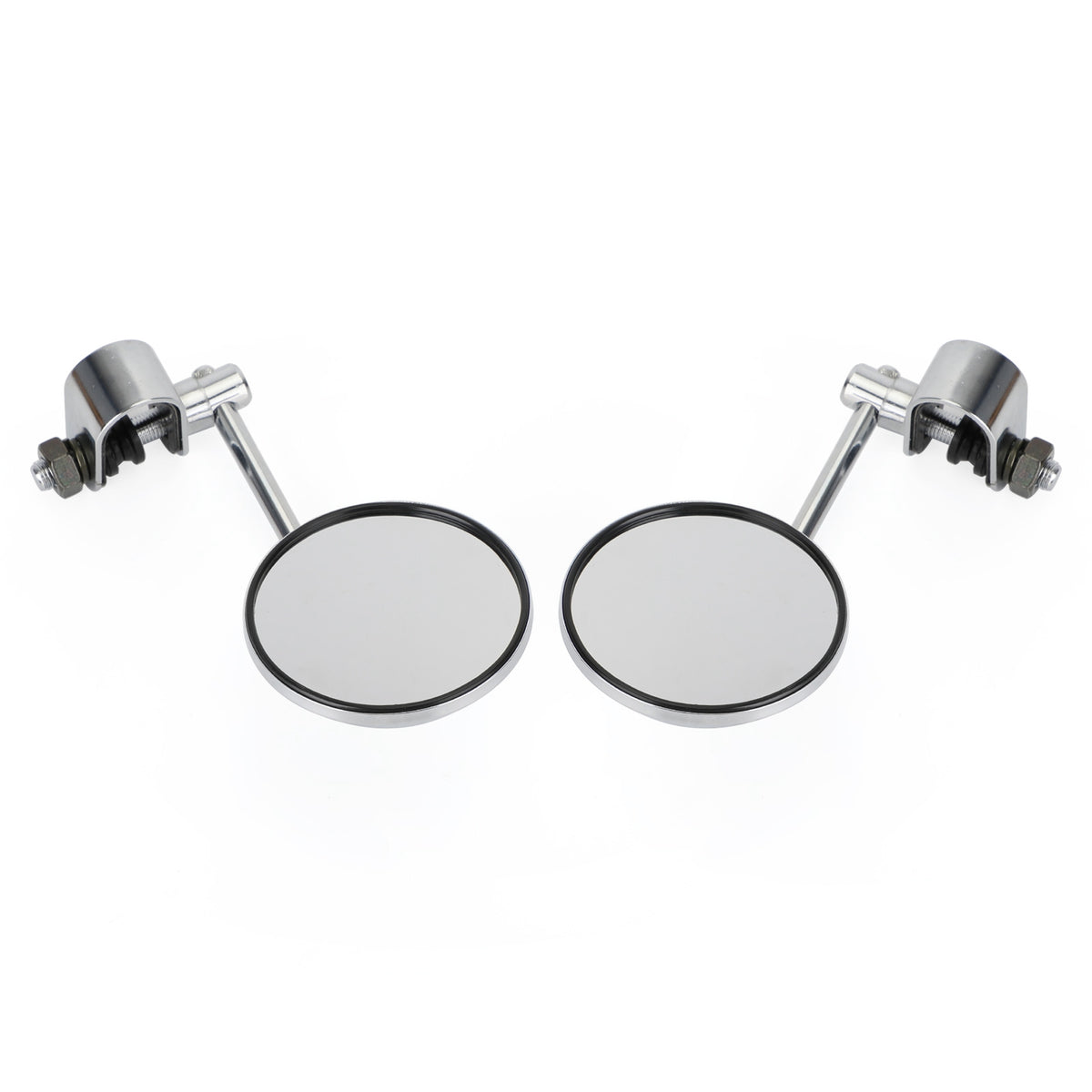 Universal Cafe Racer Short Stem Chrome Clamp on 3" Round Mirror 7/8"- 1" Bar