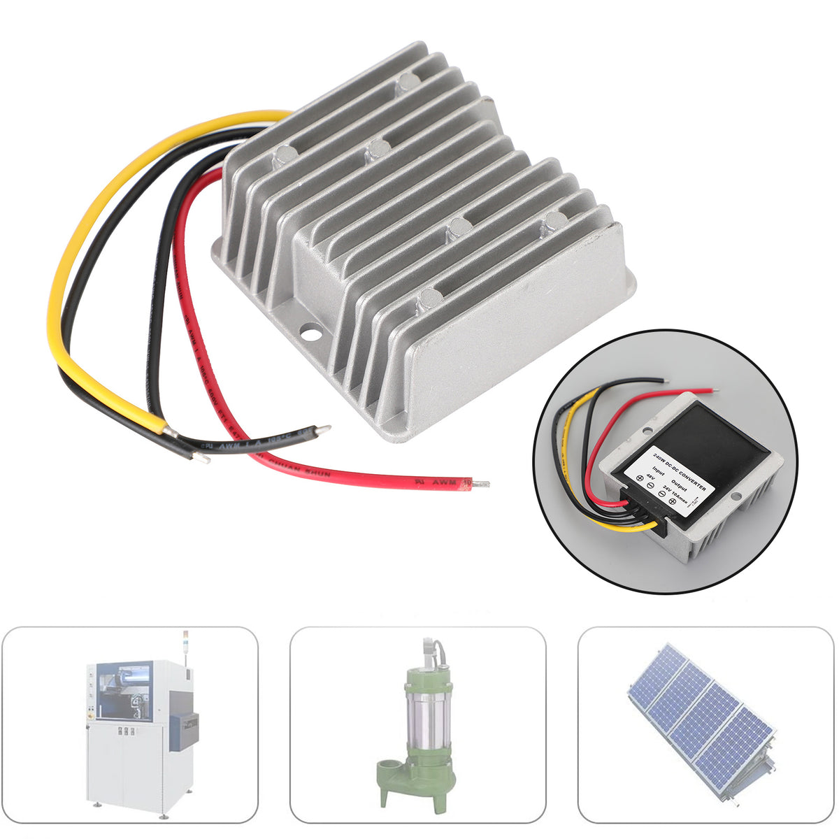 WaterProof 48V to 24V 10A 240W Step Down DC/DC Power Converter Regulator