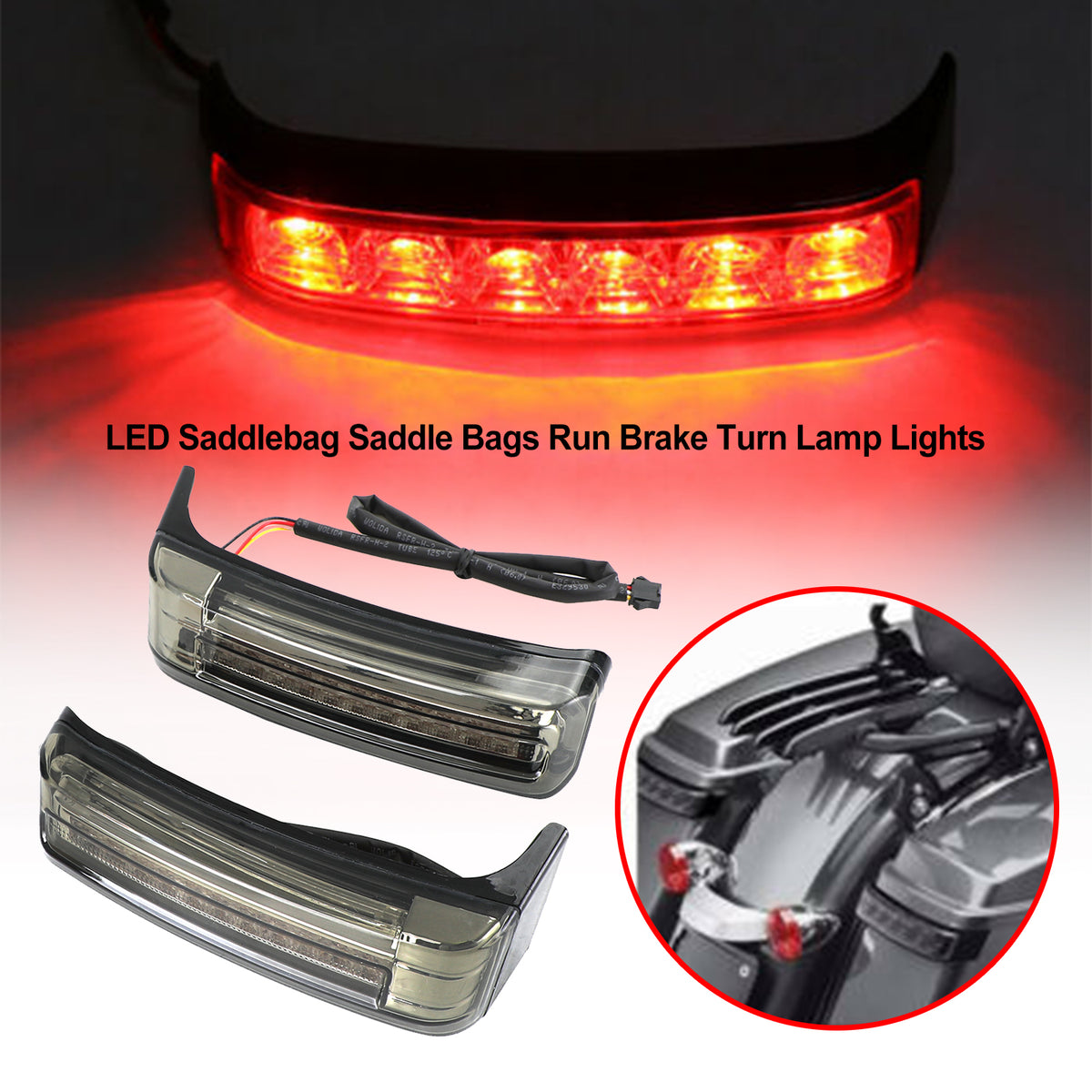 Touring 2014-2021 Smoke LED Saddlebag Saddle Bags Run Brake Turn Lamp Lights