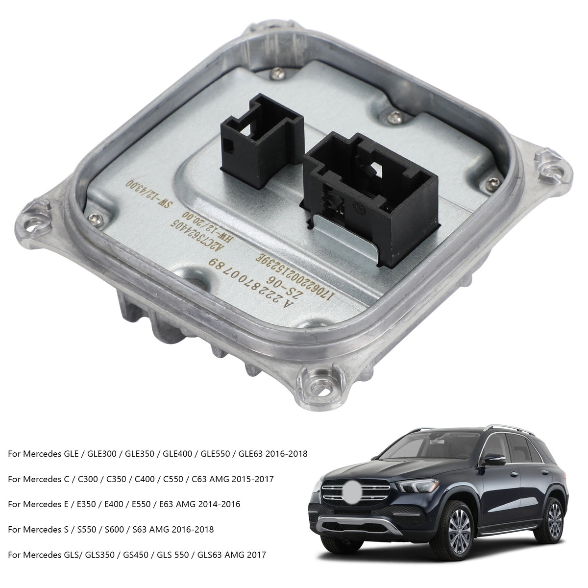 Mercedes GLE C E S LED Headlight Control Module Computer Ballast A2228700789