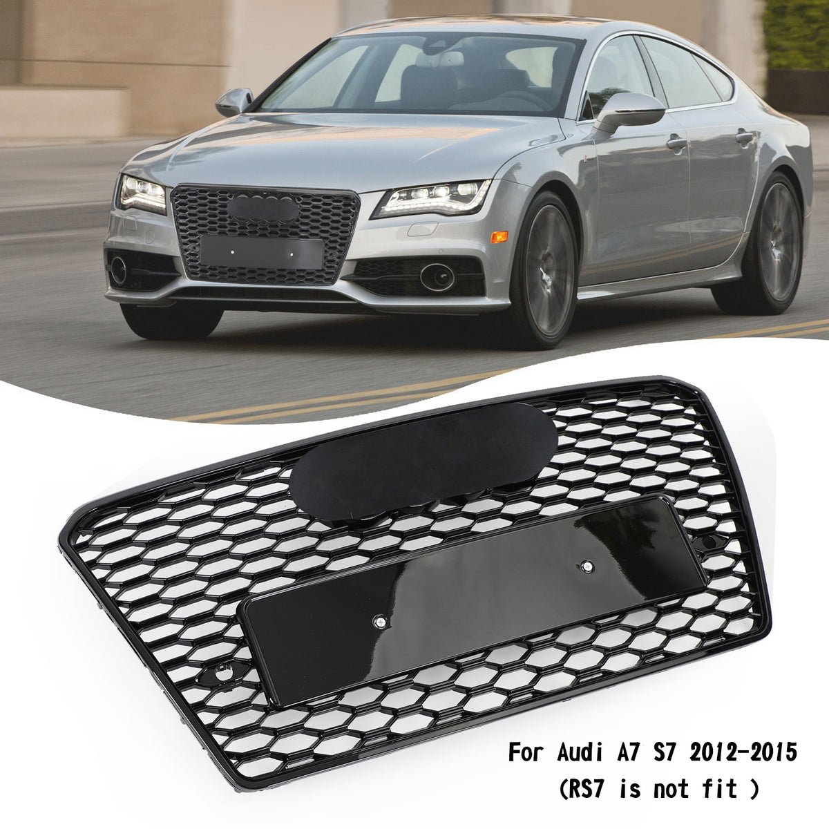 Audi A7/S7 2012-2015 Black RS7 Style Honeycomb Sport Mesh Hex Grille Grill