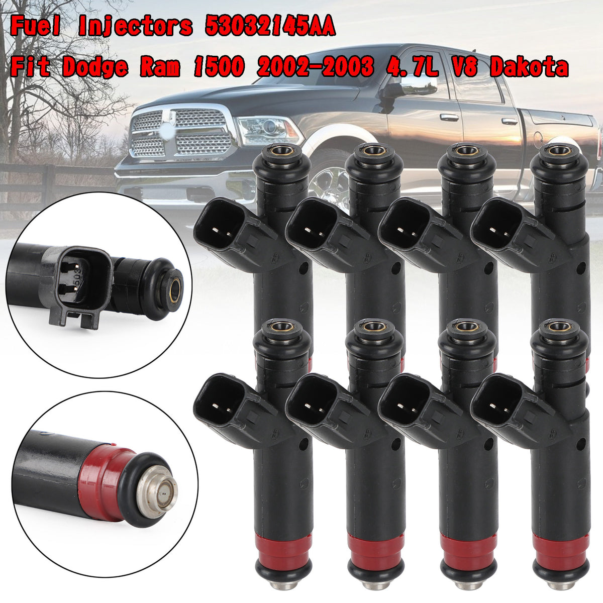 Ram 1500 2002-2003 4.7L V8 Dakota 8PCS Fuel Injectors 53032145AA