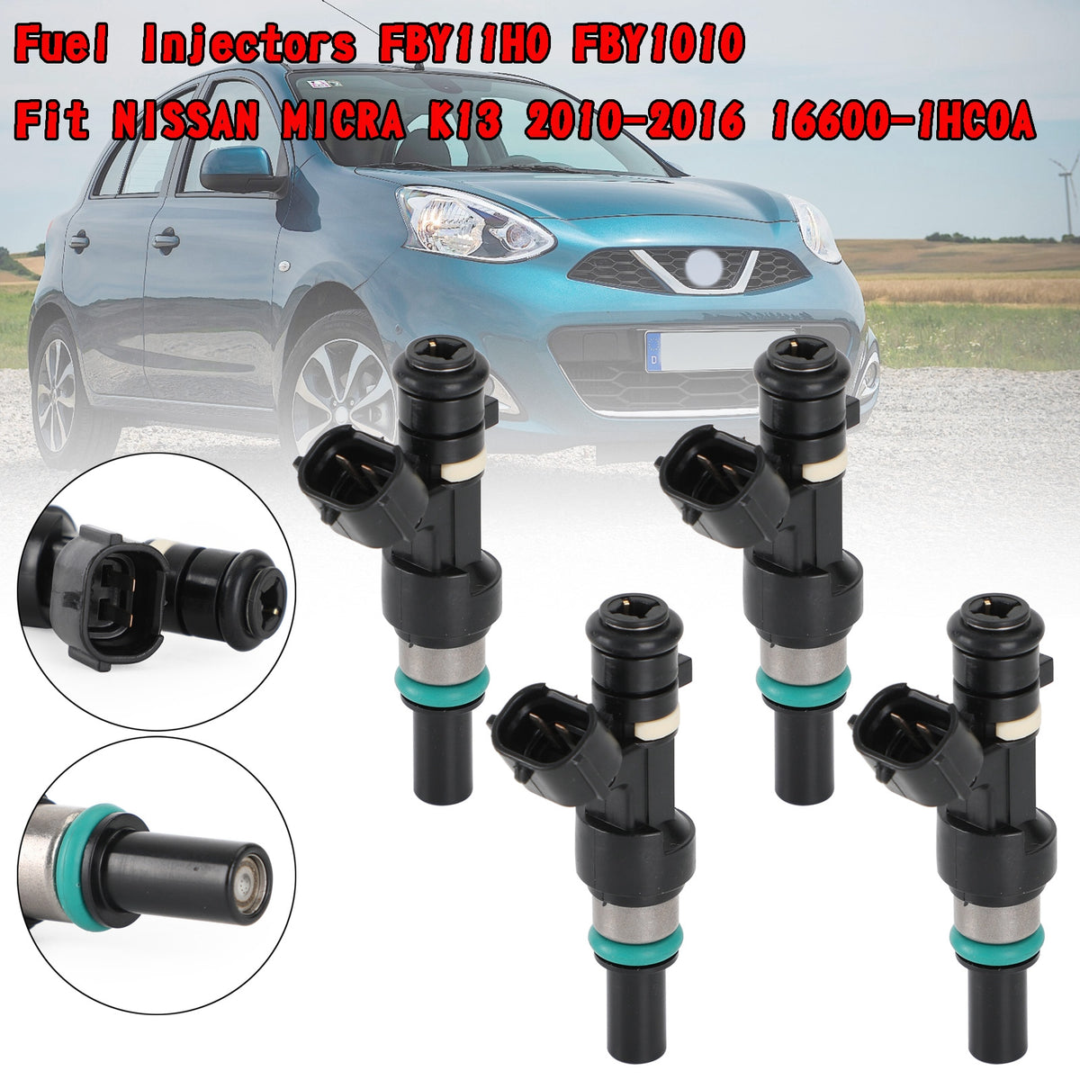 NISSAN MICRA K13 2010-2016 16600-1HC0A 4PCS Fuel Injectors FBY11H0 FBY1010