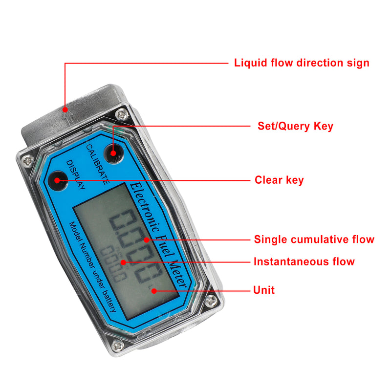 1Inch Turbine Digital Diesel Fuel Flow Meter Oval Gear Flow Gauge BSPT/NPT