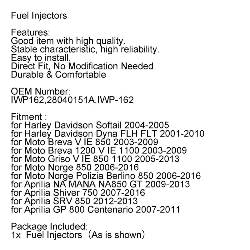 Dyna FLH FLT 2001-2010 IWP162 28040151A IWP-162 Fuel Injectors