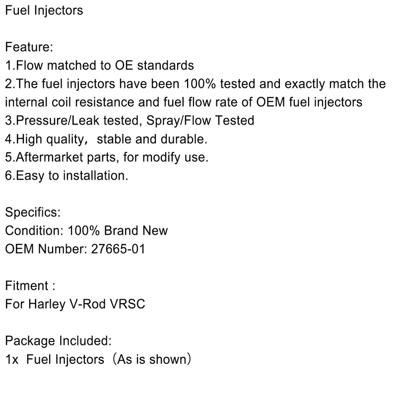 OE Repl 27665-01/A V-Rod VRSC Twin Power 5.6 g/s Fuel Injector Direct