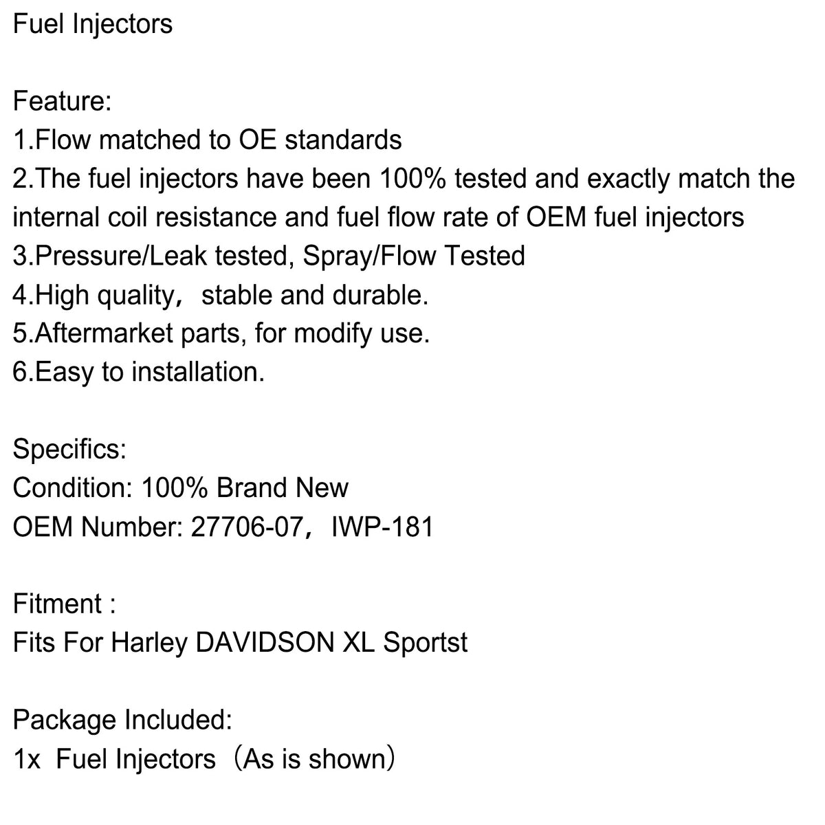 Repl 27706-07/A IWP-181 Twin Power 3.8 g/s Fuel Injector Direct
