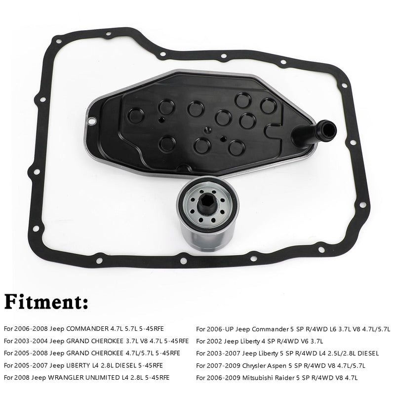 Transmission Filter Kit 4WD With Pan Gasket For 1999-UP 545RFE 65RFE 66RFE 68RFE
