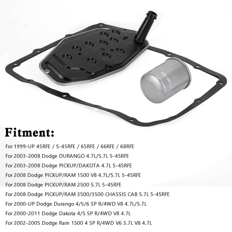 Transmission Filter Kit 4WD With Pan Gasket For 1999-UP 545RFE 65RFE 66RFE 68RFE