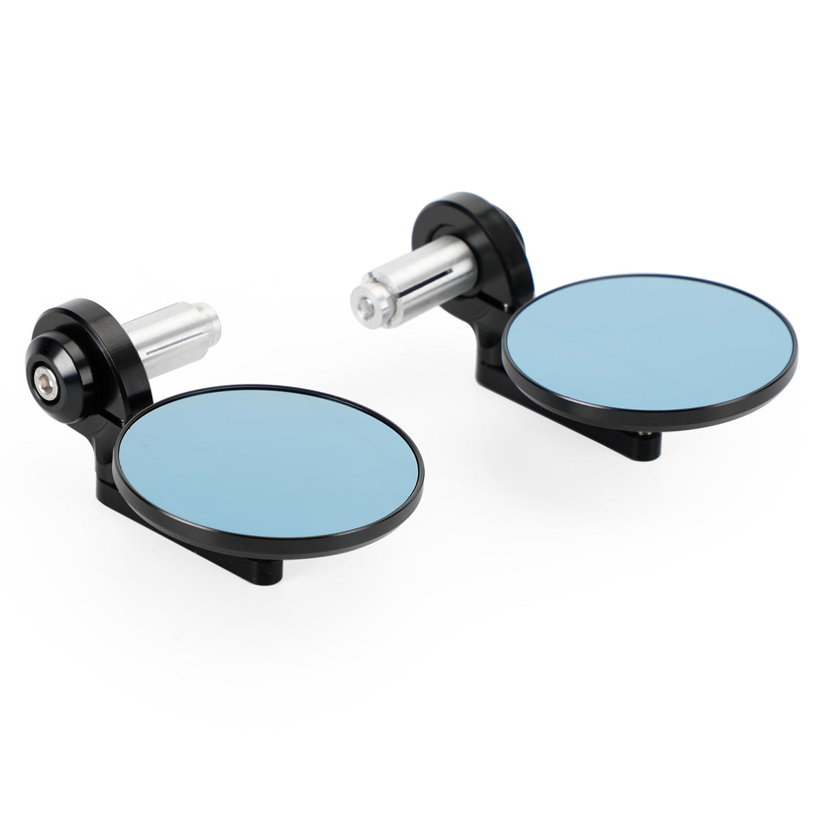 Aluminum Handlebar End Mirror 7/8"-1" Black Short Arm BAR End 3" Round Mirrors