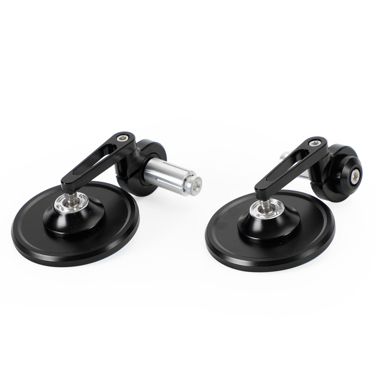 Aluminum Handlebar End Mirror 7/8"-1" Black Short Arm BAR End 3" Round Mirrors