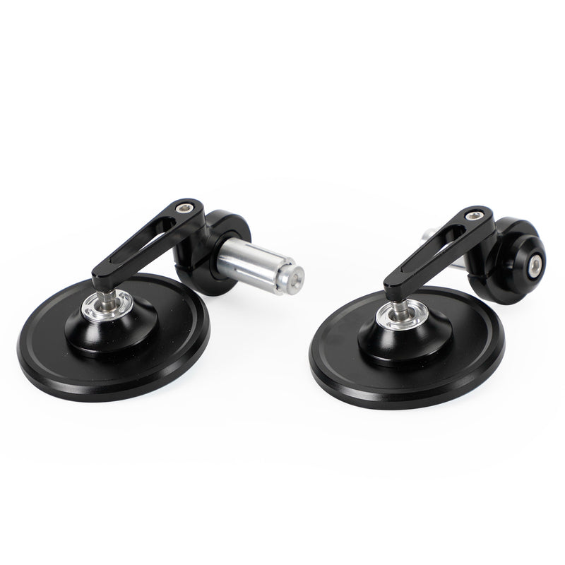 Aluminum Handlebar End Mirror 7/8"-1" Black Short Arm BAR End 3" Round Mirrors