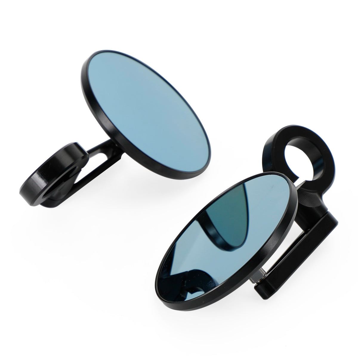 Aluminum Handlebar End Mirror 7/8"-1" Black Short Arm BAR End 3" Round Mirrors