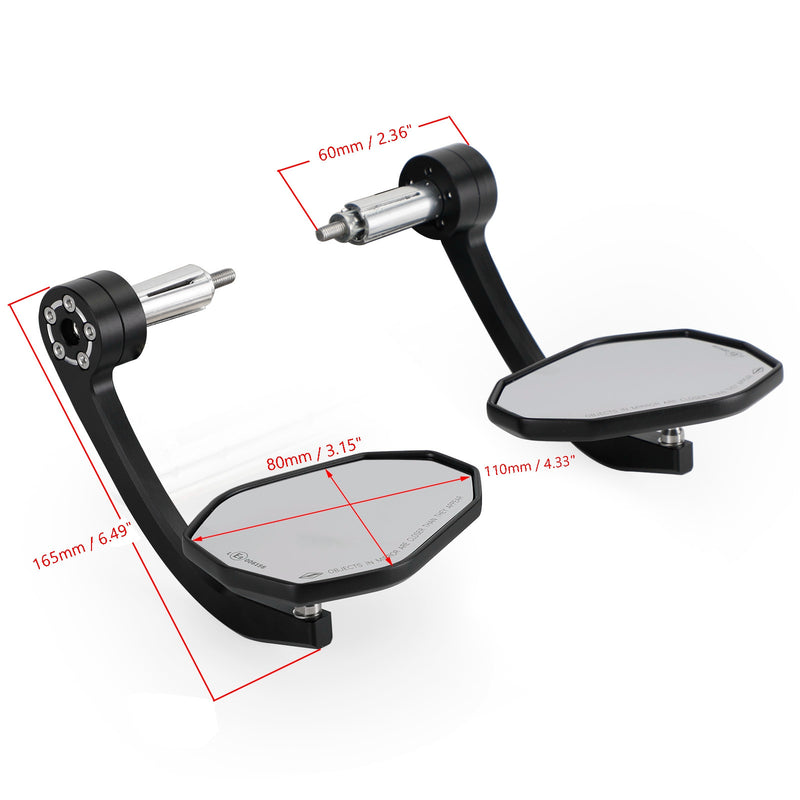 Pair Rear View BAR End Mirror - Long Arm 7/8" Aluminum Handlebar End Mirrors
