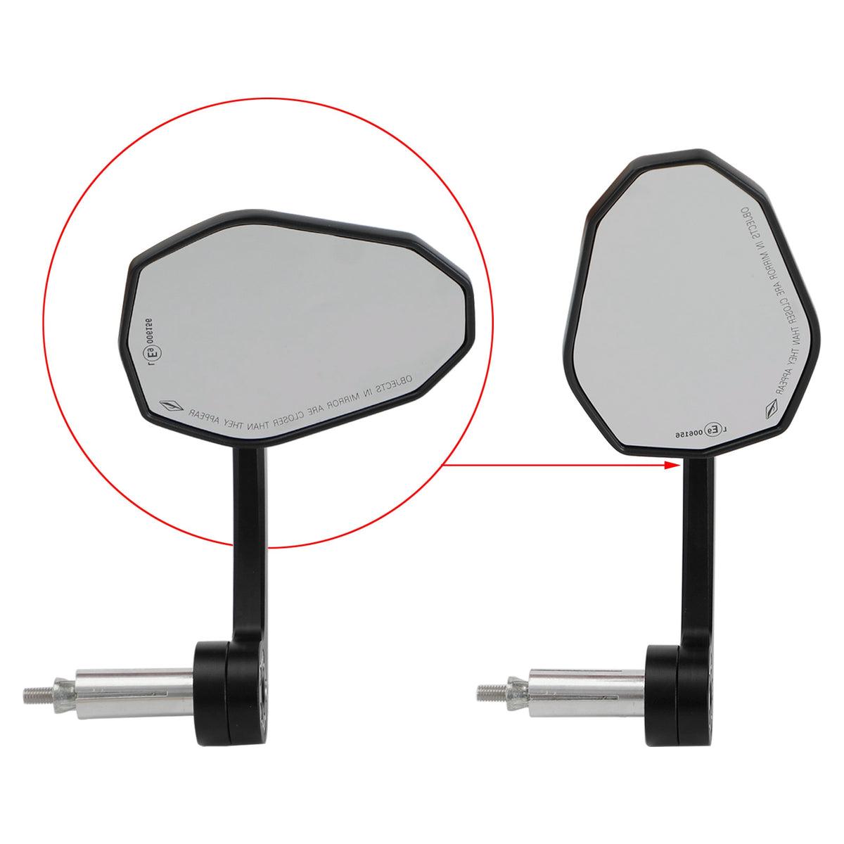 Pair Rear View BAR End Mirror - Long Arm 7/8" Aluminum Handlebar End Mirrors