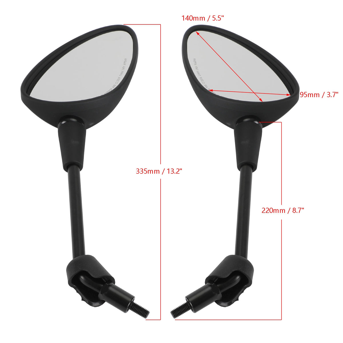 Vespa Sprint 50 125 150 2014-2022 Left & Right Rearview Mirror Black