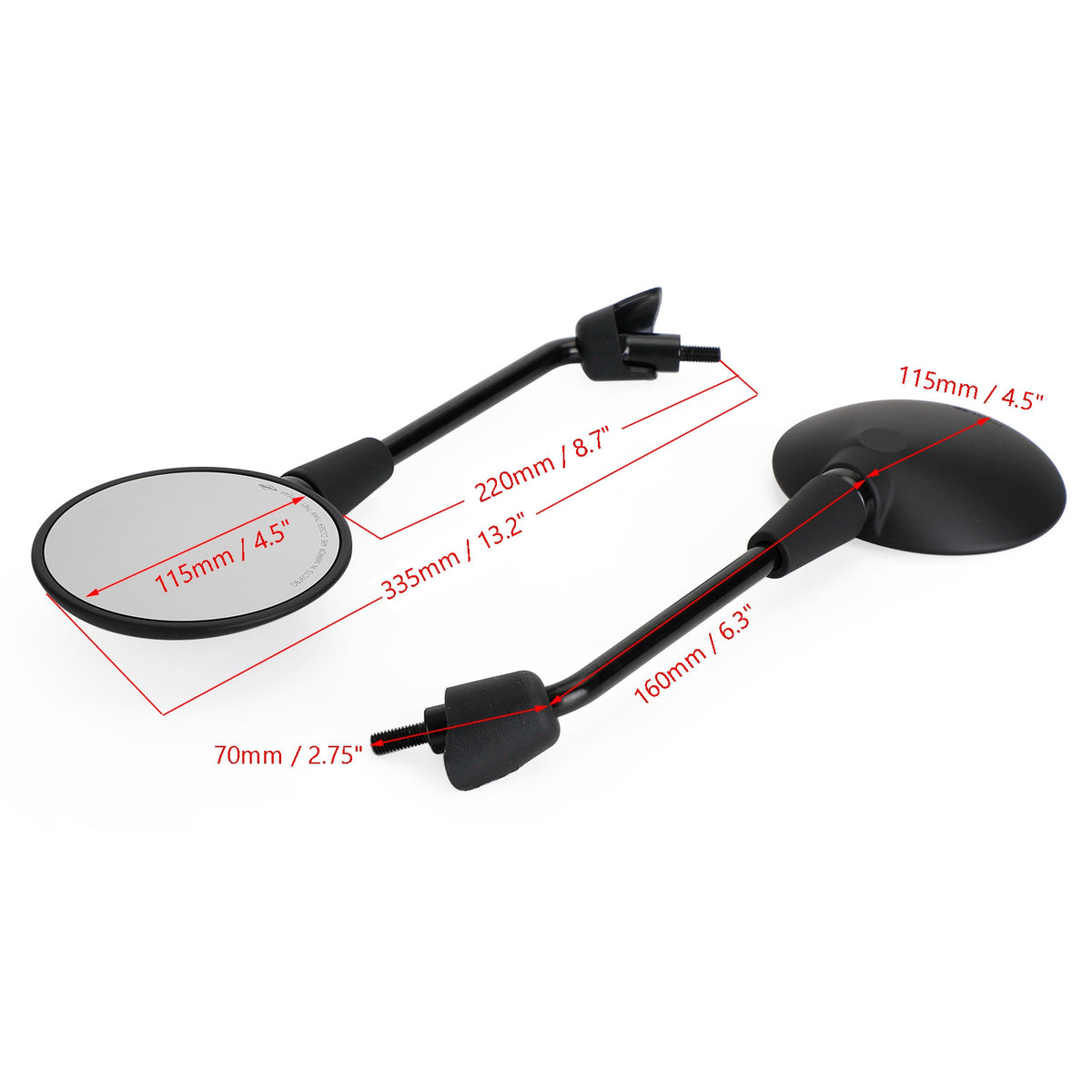 Vespa Primavera 50 125 150 2014-2022 Left & Right Rearview Mirror Black