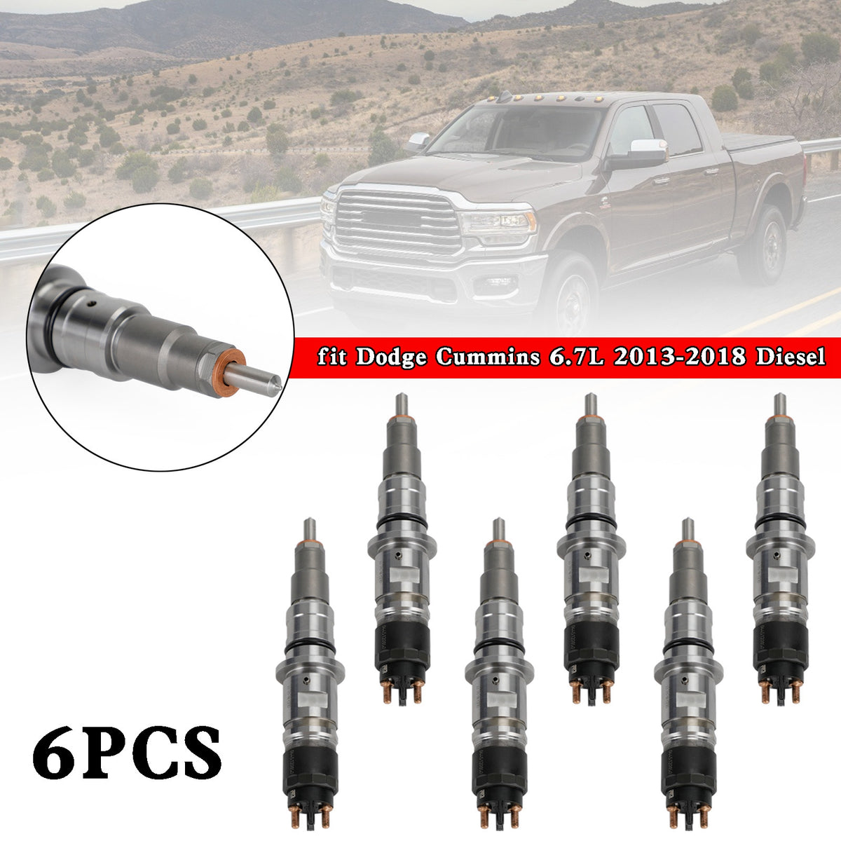Dodge Cummins 6.7L 2013-2018 6PCS Common Rail Fuel Injector 0986435574