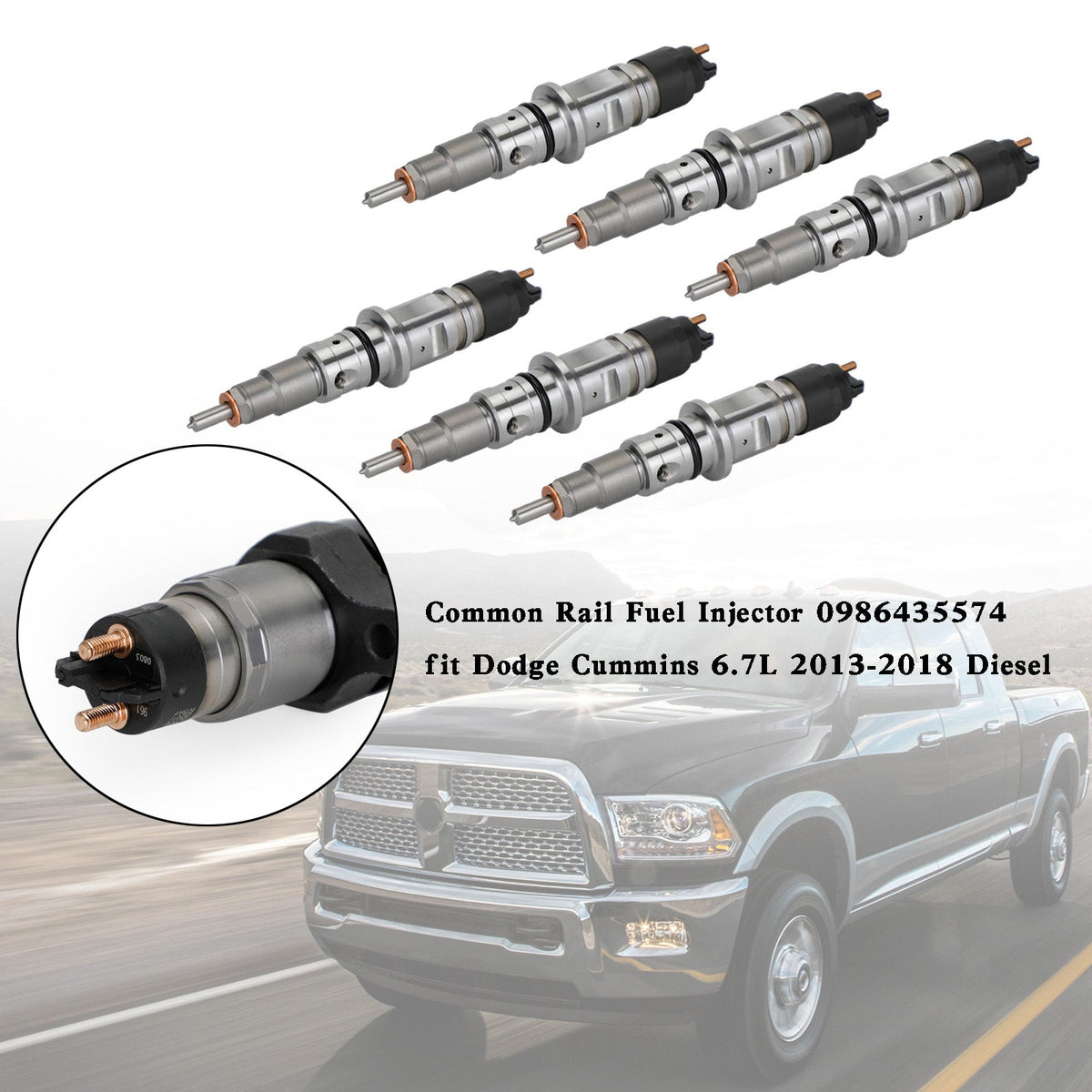 6PCS 68210105AA Common Rail Fuel Injector 0986435574 fit Dodge Cummins 6.7L 2013-2018