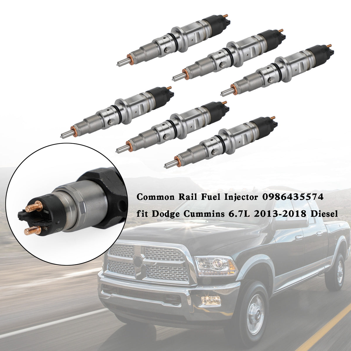 Dodge Cummins 6.7L 2013-2018 6PCS Common Rail Fuel Injector 0986435574